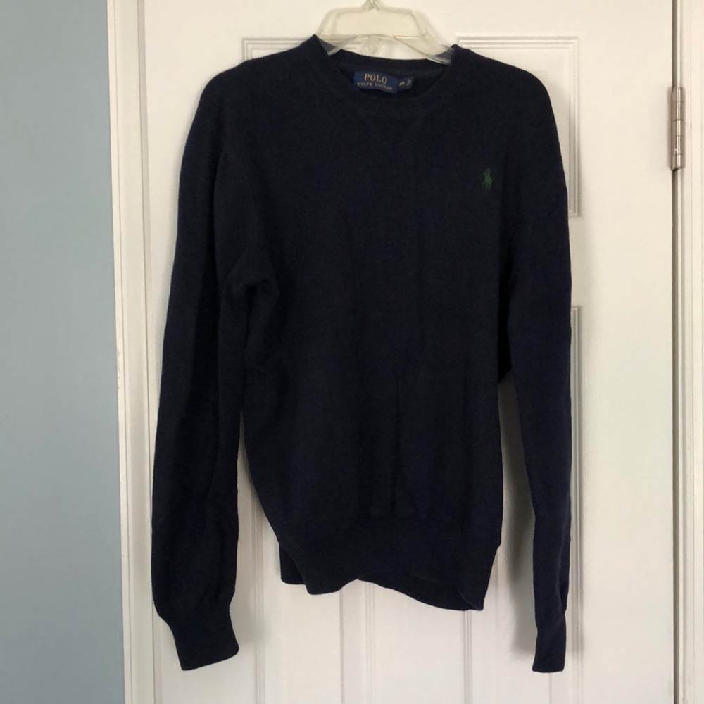 Polo Ralph Lauren - Navy Blue Sweater - Lightweight with Green Logo - Size XS